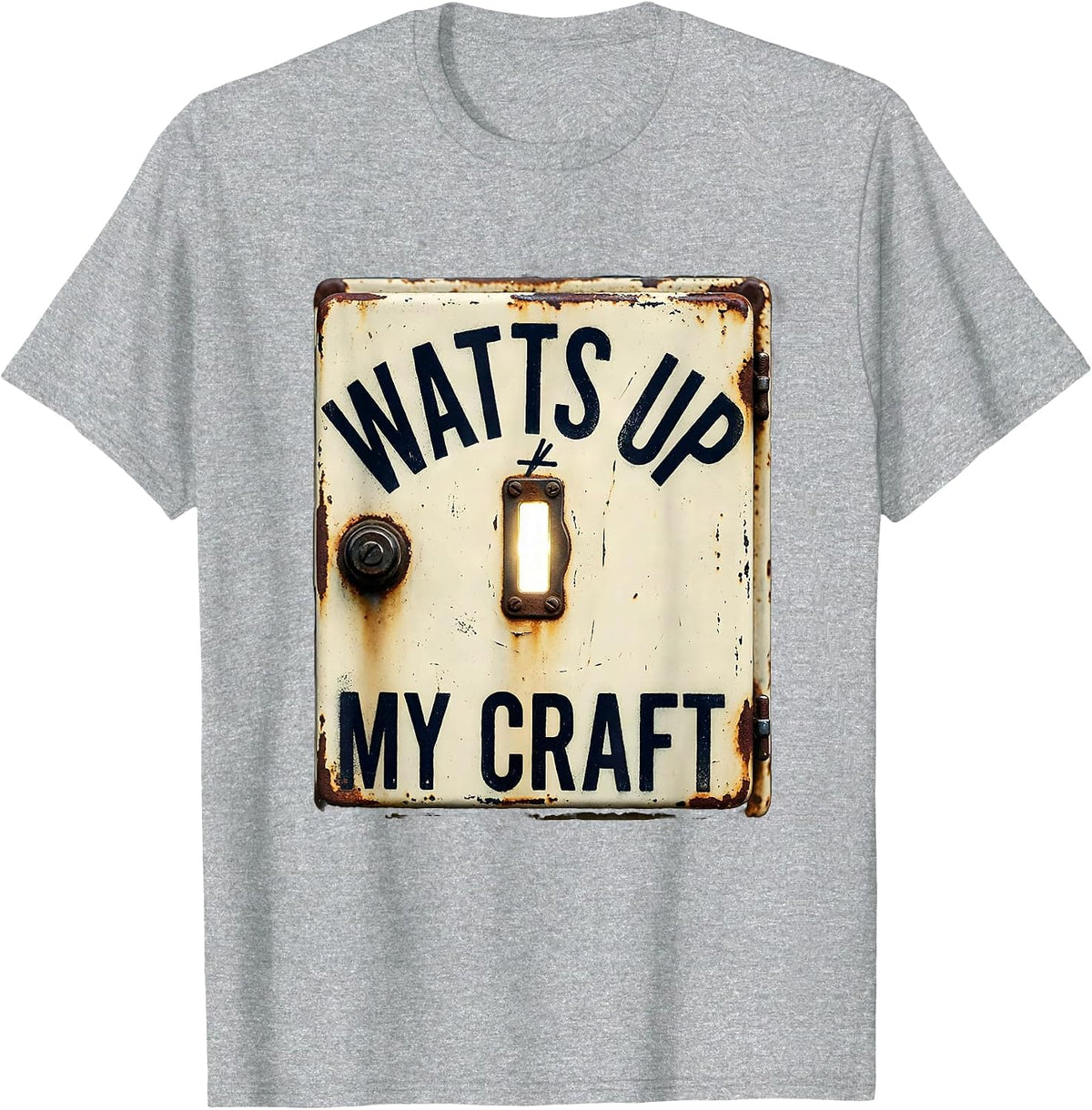 Men's Watts Up My Craft Vintage Machinist Electrician Trade Humor T-Shirt - Heather Grey