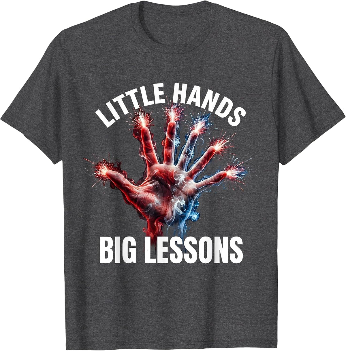 Little Hands Big Lessons Kindergarten Teacher T-Shirt - Dark Heather Grey