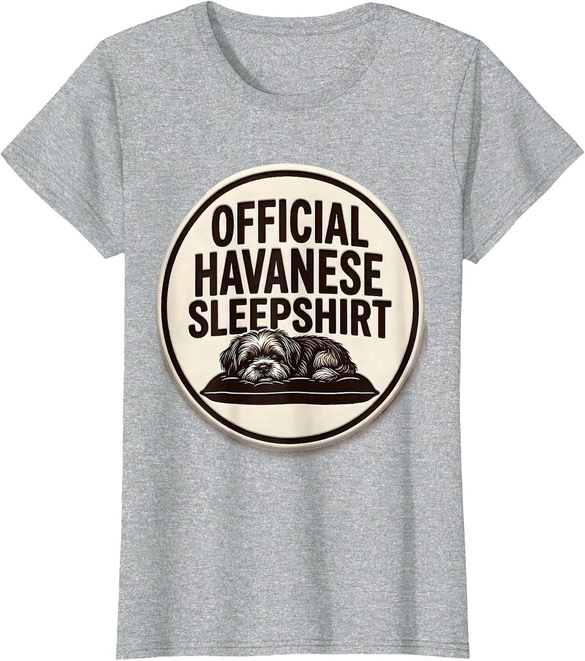 Women's OFFICIAL HAVANESE SLEEPSHIRT Cute Dog Breed Pajama Nightgown T-Shirt - Heather Grey