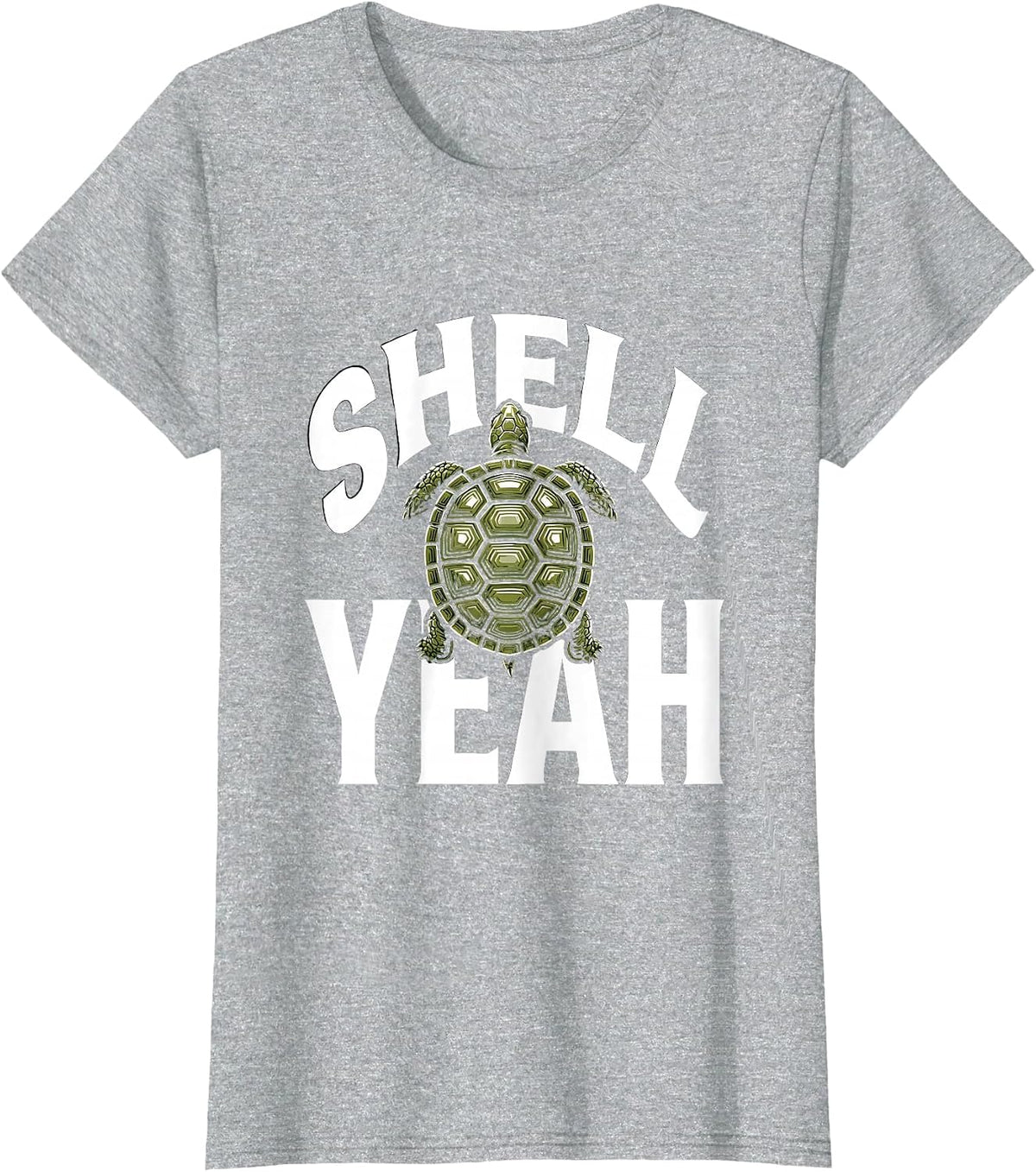 Shell Yeah Turtle Lover Graphic Design T-Shirt - Heather Grey