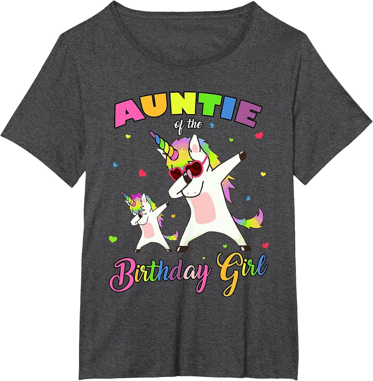Auntie of the Birthday Girl Unicorn Birthday Princess's Aunt T-Shirt - Dark Heather Grey