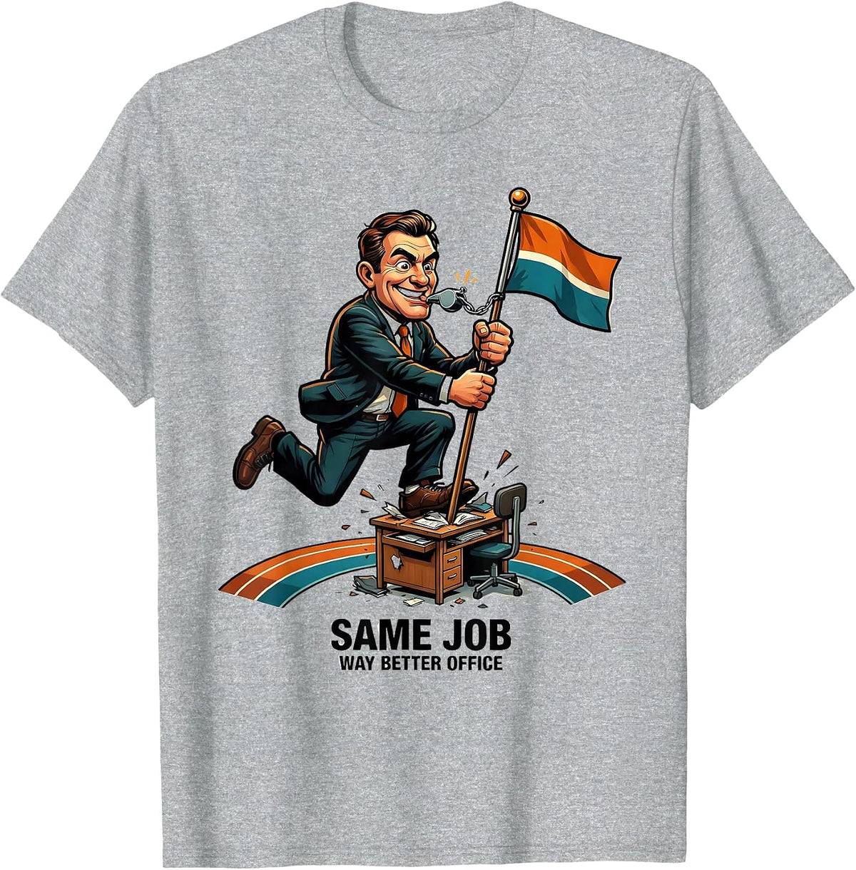 Men's Same Job, Way Better Office Funny PE Teacher Gym Coach Back T-Shirt - Heather Grey