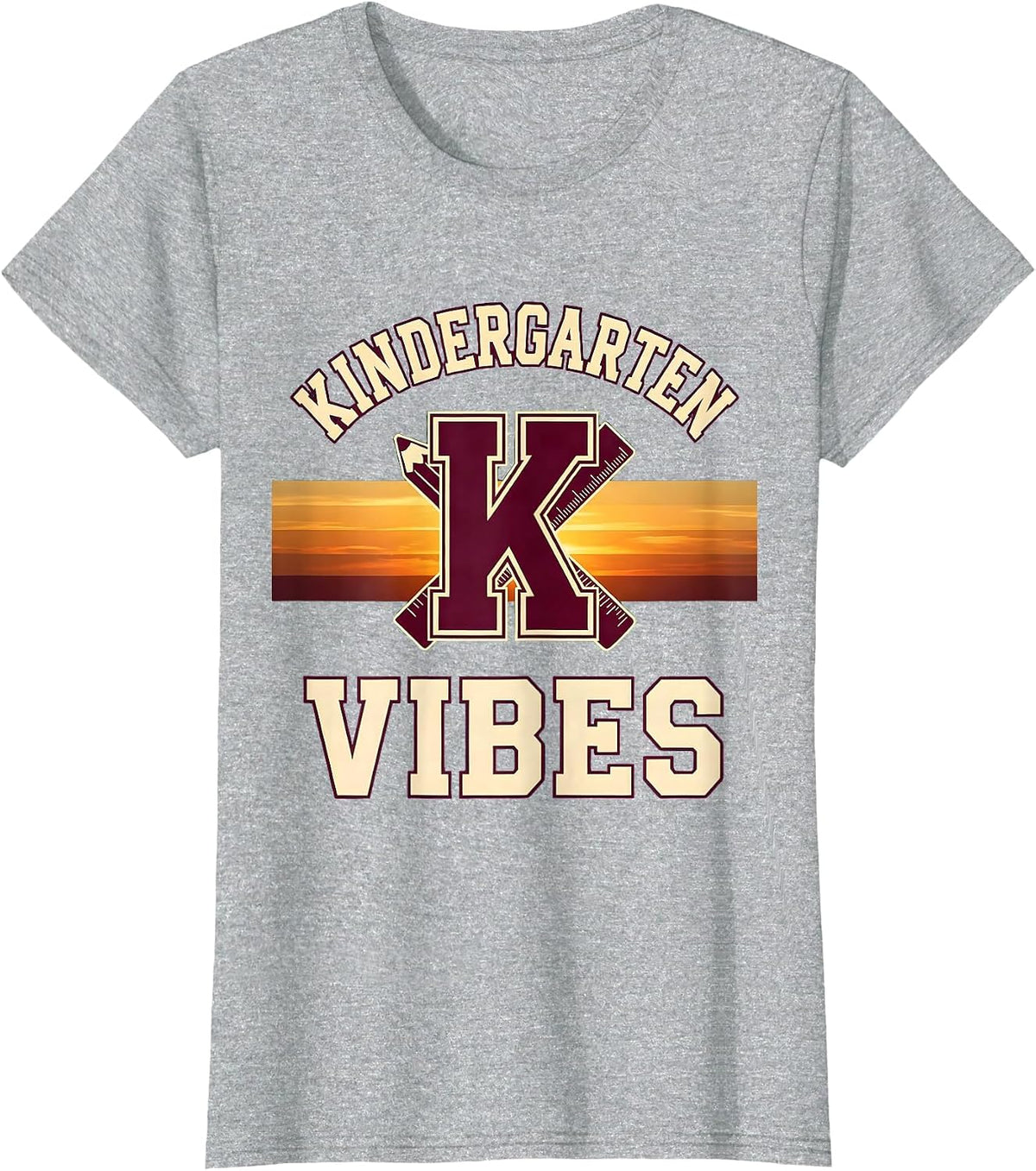 Kindergarten Vibes Retro Teacher Back To School T-Shirt - Heather Grey