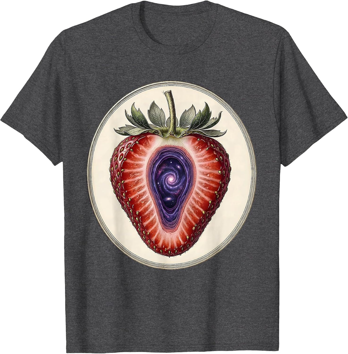 Men's Cosmic Strawberry Galaxy Slice Illustration T-Shirt - Dark Heather Grey
