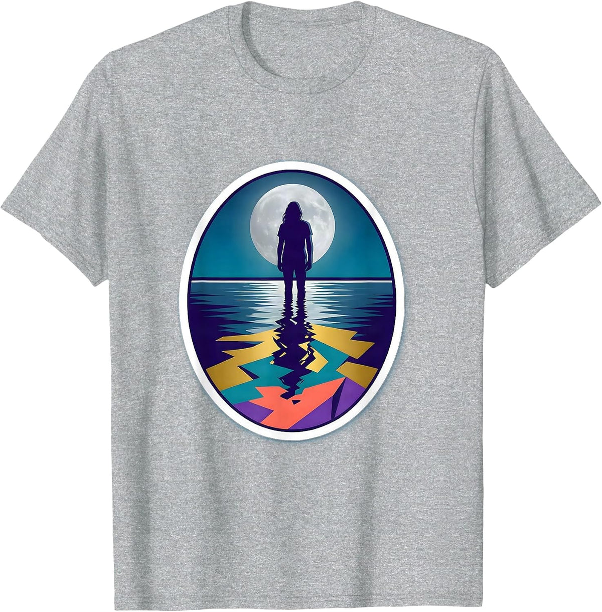 Men's Autism Moonlit Reflection Abstract Art Design T-Shirt - Heather Grey