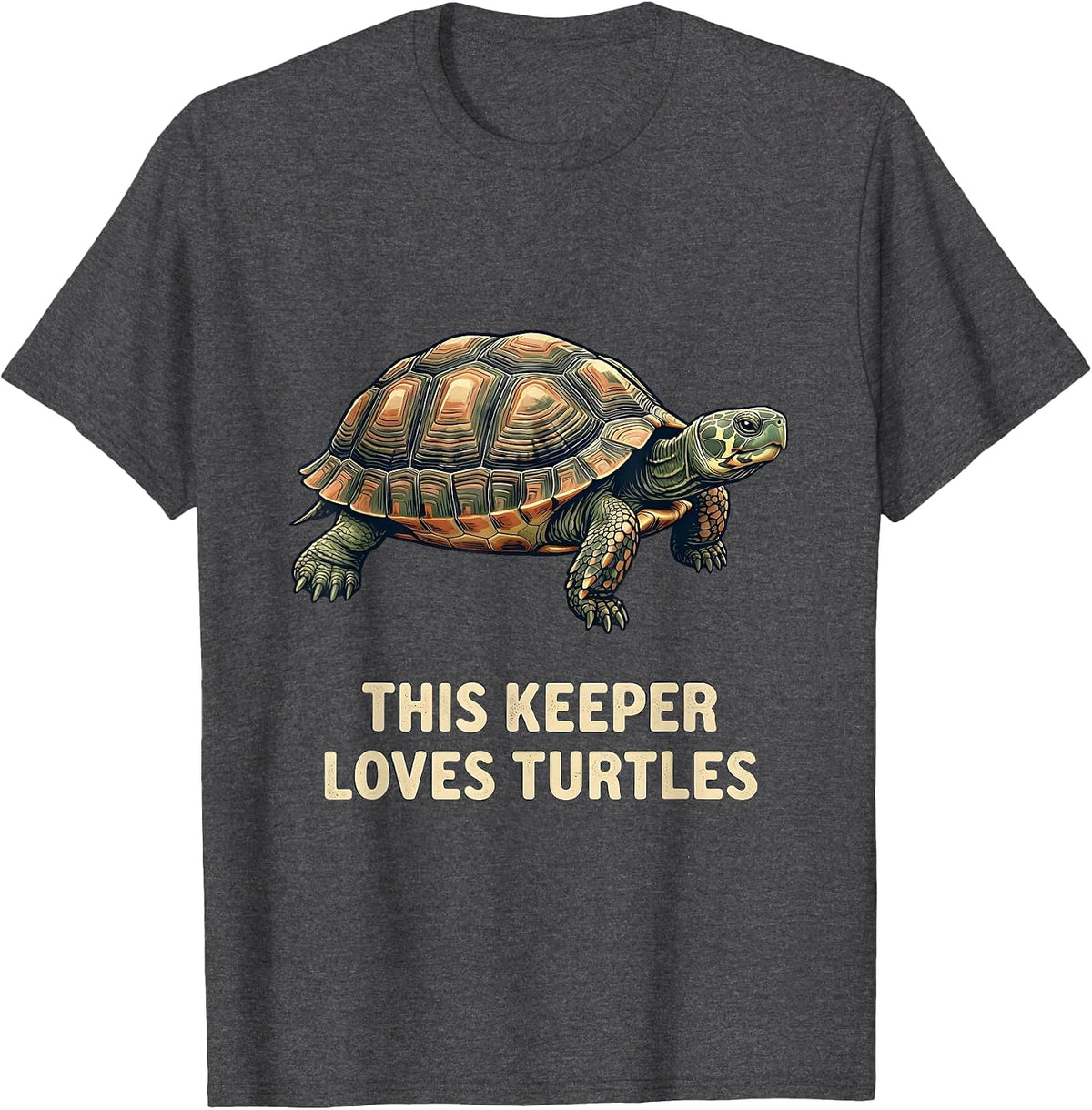 Men's This Keeper Loves Turtles Vintage Turtle Lover Gift T-Shirt - Dark Heather Grey