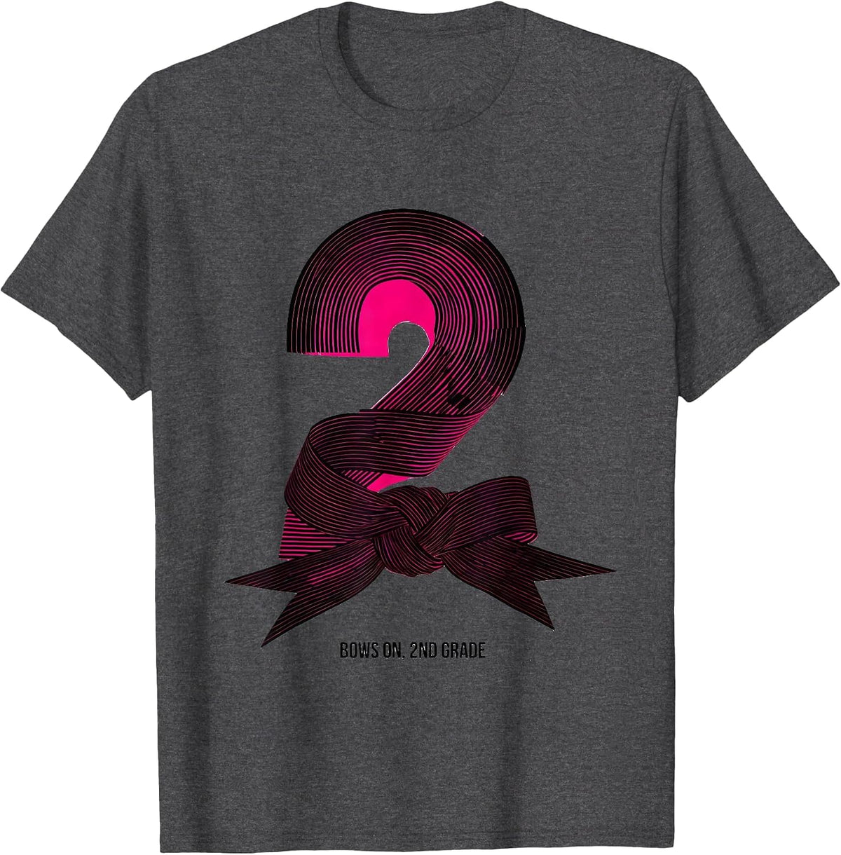 Bows On, 2nd Grade Sweet Girly Back To School Bow T-Shirt - Dark Heather Grey
