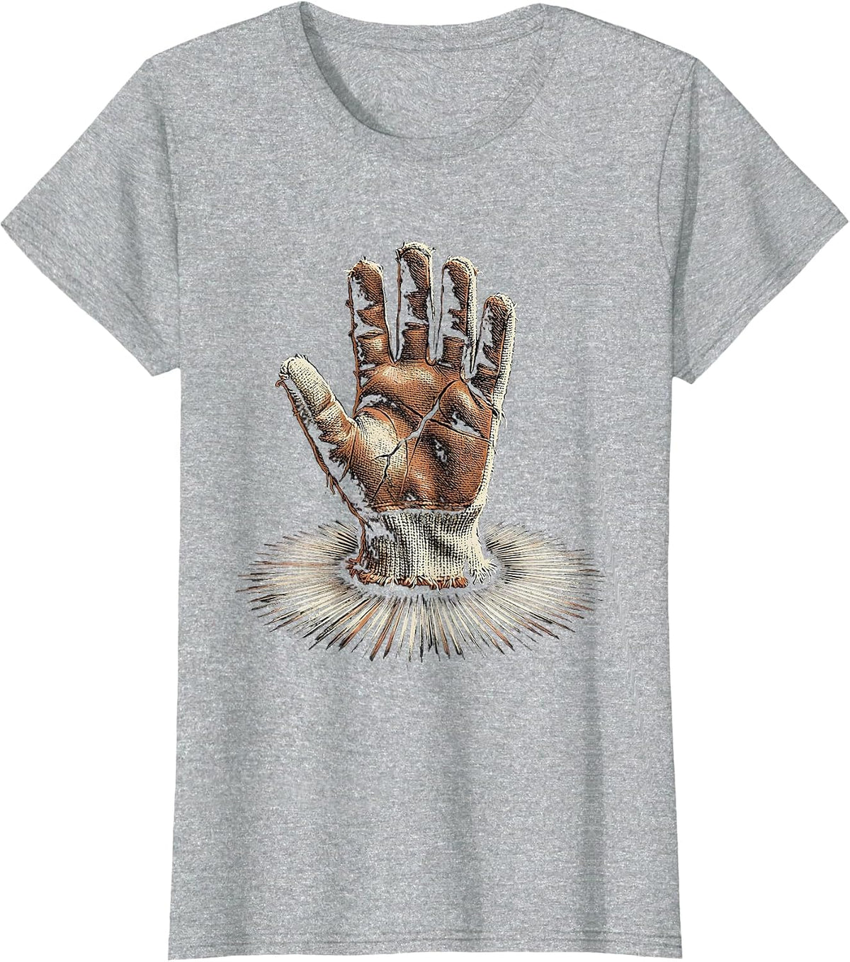 Frayed Work Glove Distressed Trucker Diesel Driver Gift T-Shirt - Heather Grey