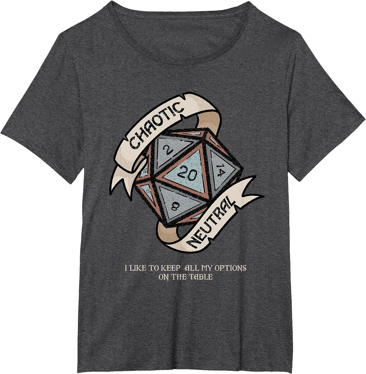 Tabletop RPG Vintage Game Chaotic Neutral T-Shirt - Dark Heather Grey