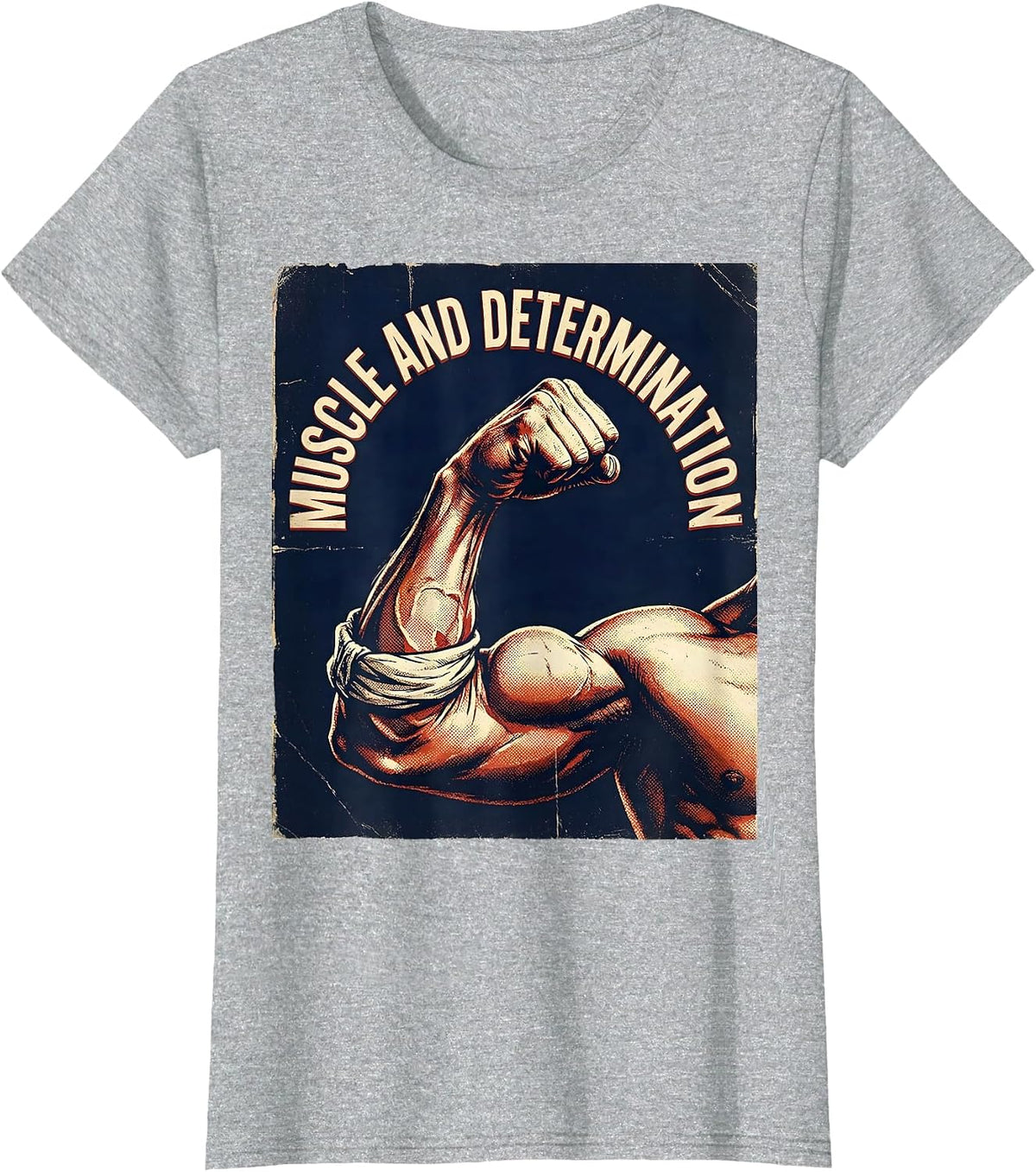 Rosie the Riveter Muscle and Determination Design T-Shirt - Heather Grey