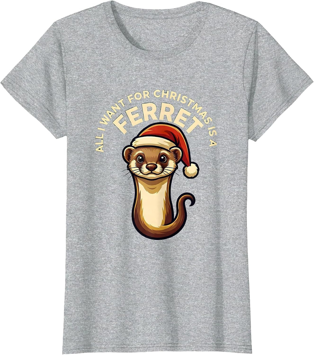 Women's All I Want For Christmas Is A Ferret Funny Ferret Lover T-Shirt - Heather Grey