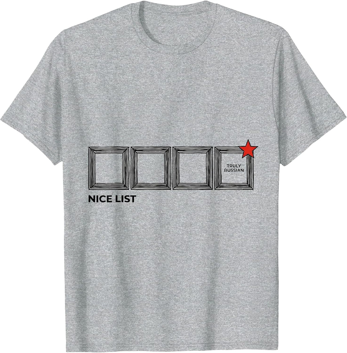 Men's Nice List, Truly Russian Funny Russian Heritage Christmas T-Shirt - Heather Grey