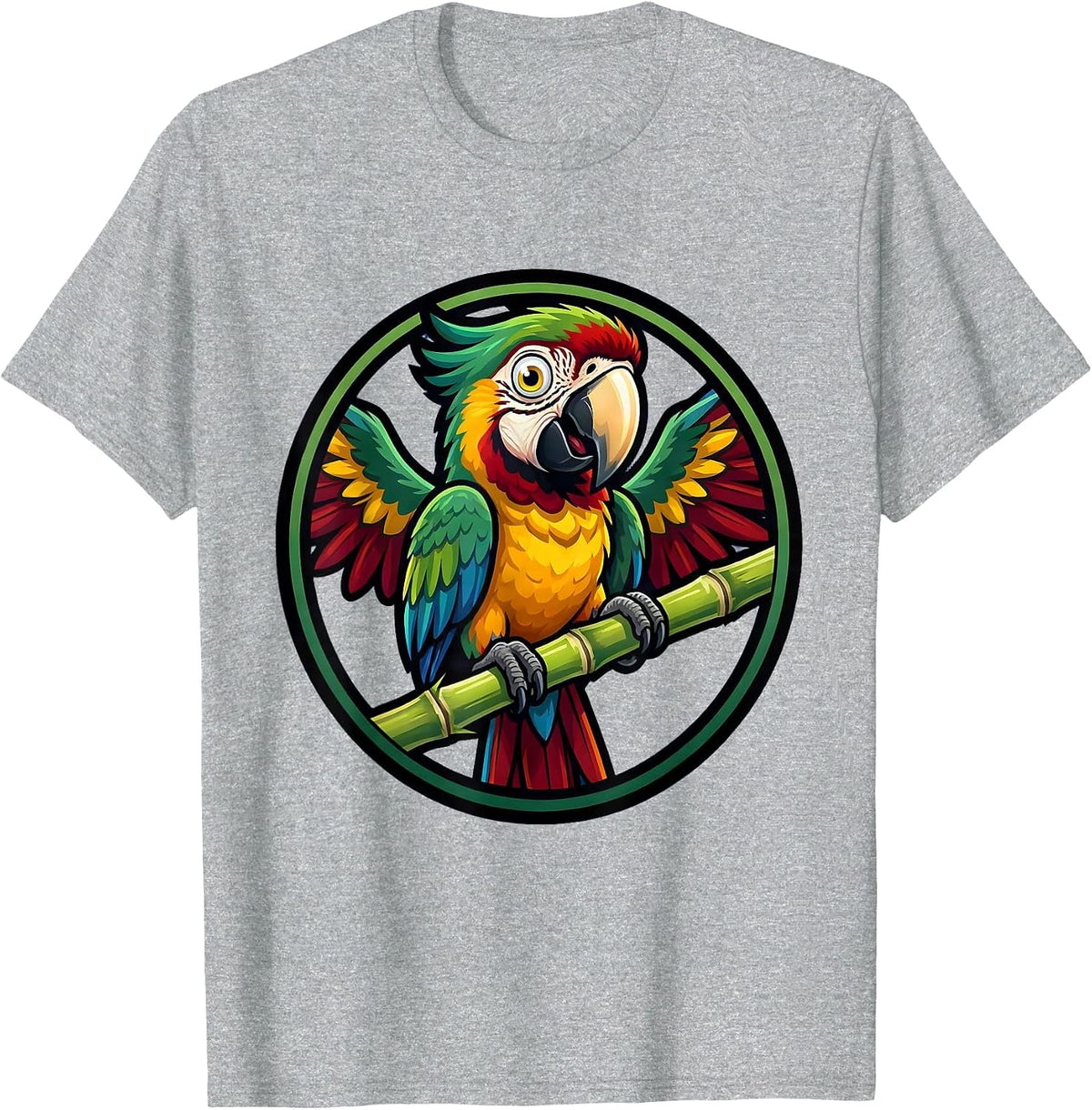 Men's Dominican Tropical Parrot Sugar Cane Illustration T-Shirt - Heather Grey