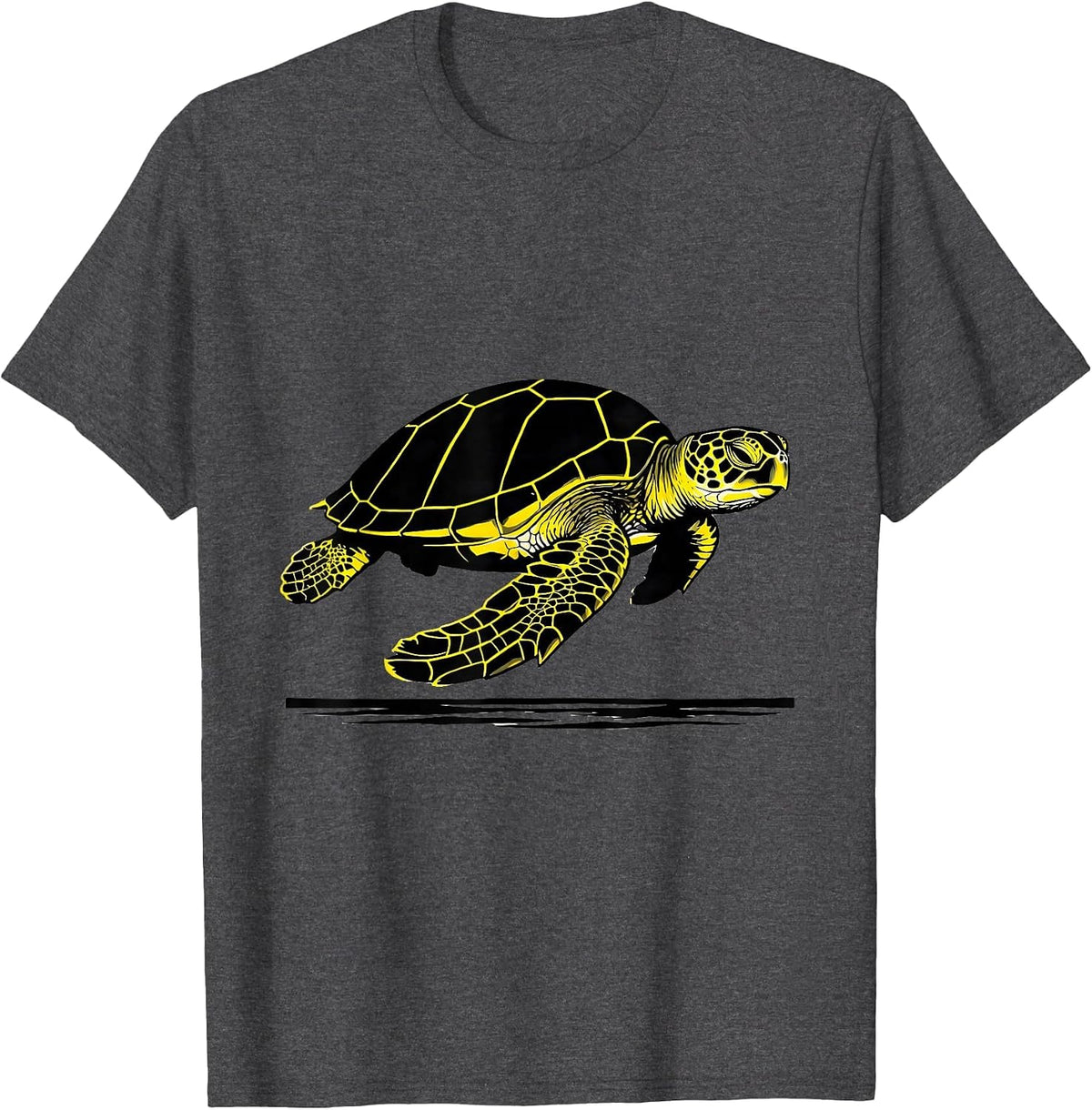 Sea Turtle Stencil Graphic Animal Lover Gift T-Shirt - Dark Heather Grey
