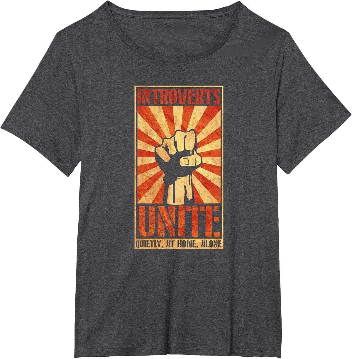 Introverts Unite Quietly, At Home, Introverted, Anti Social T-Shirt - Dark Heather Grey