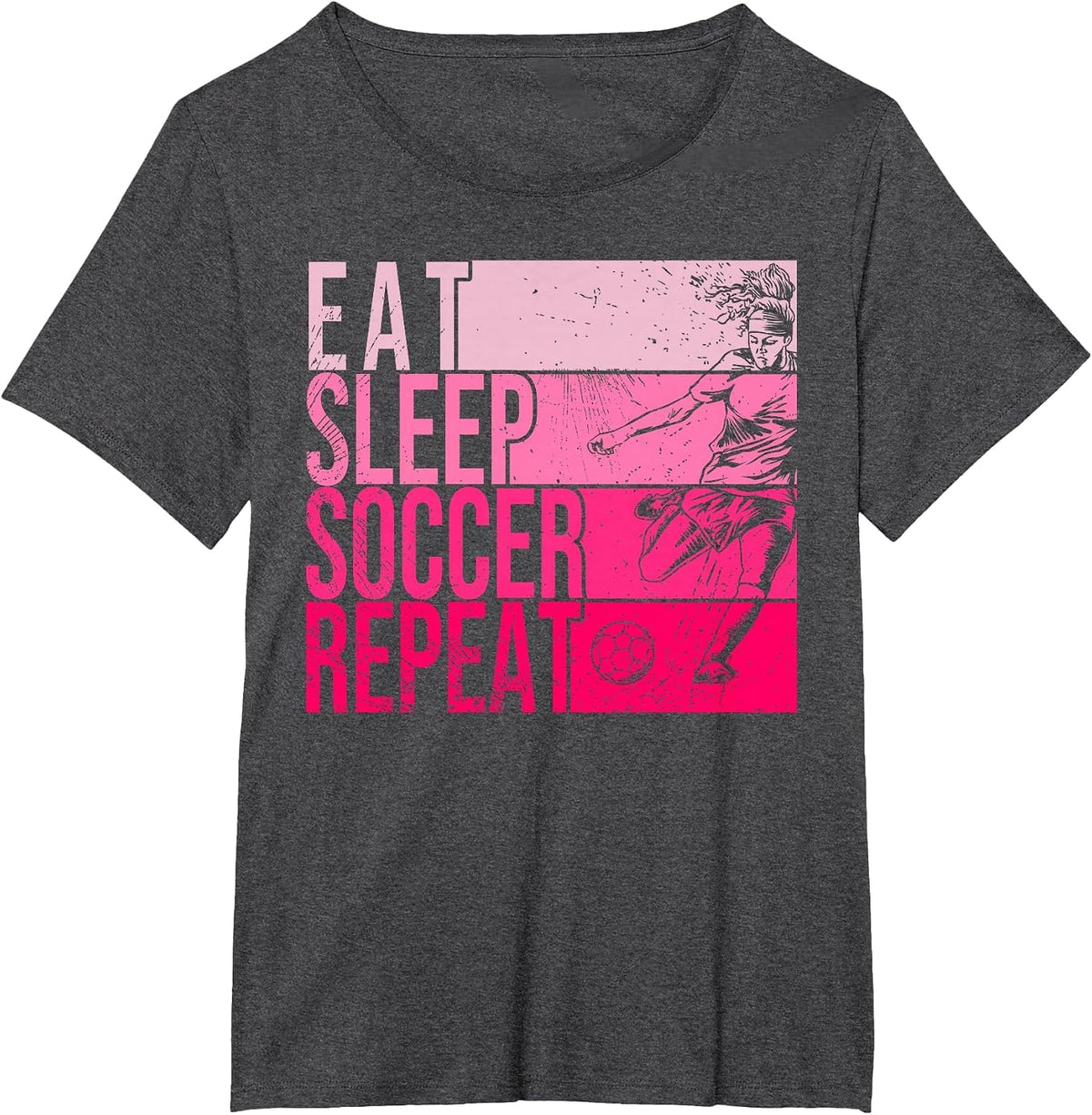 Eat Sleep Soccer Repeat Funny Footballer Field Player Outfit T-Shirt - Dark Heather Grey