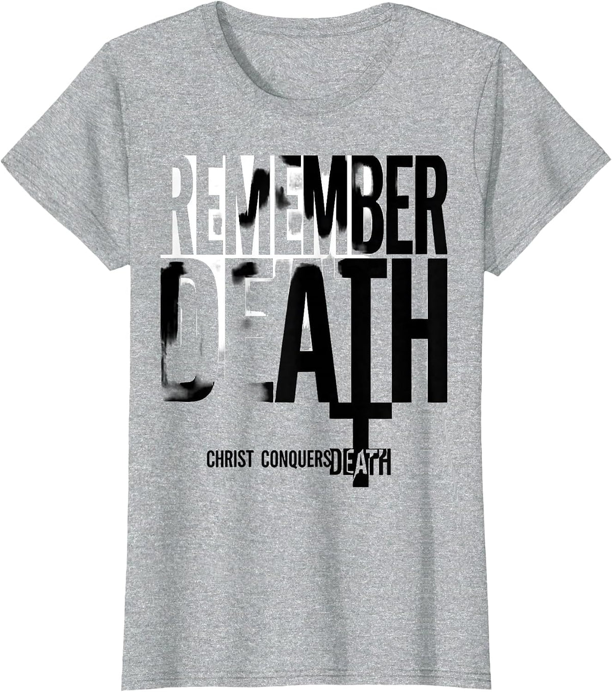 Remember Death Christ Conquers Death Eastern Orthodox Cross T-Shirt - Heather Grey