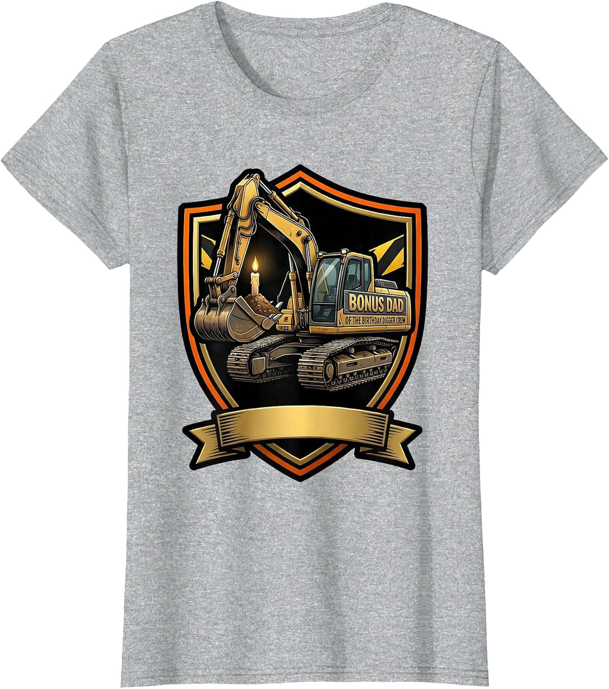 Bonus Dad Of The Birthday Digger Crew Funny Construction T-Shirt - Heather Grey