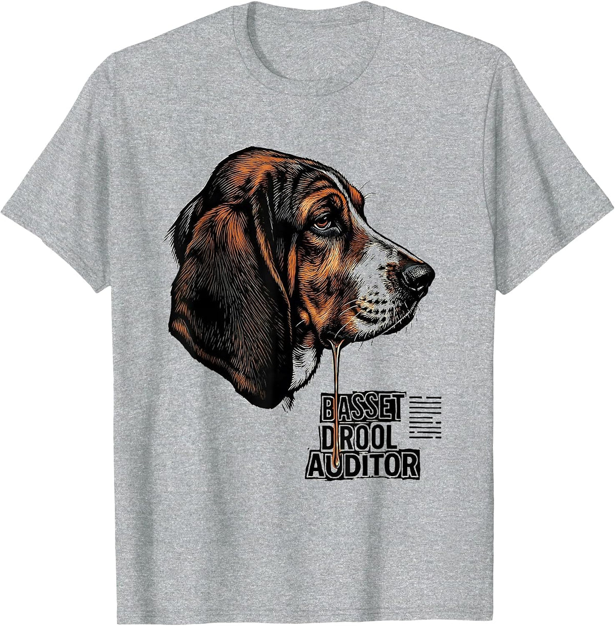 Men's Basset Drool Auditor Funny Basset Hound Dog Owner Gift T-Shirt - Heather Grey