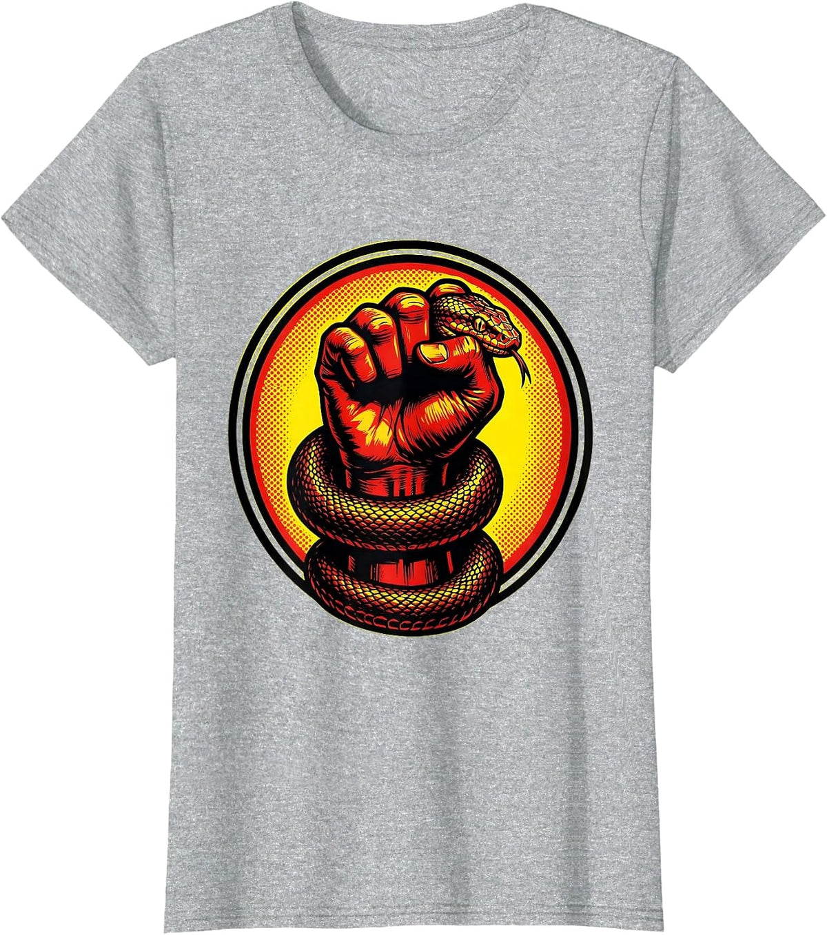 Snake Fist Rock Paper Scissors Graphic T-Shirt - Heather Grey