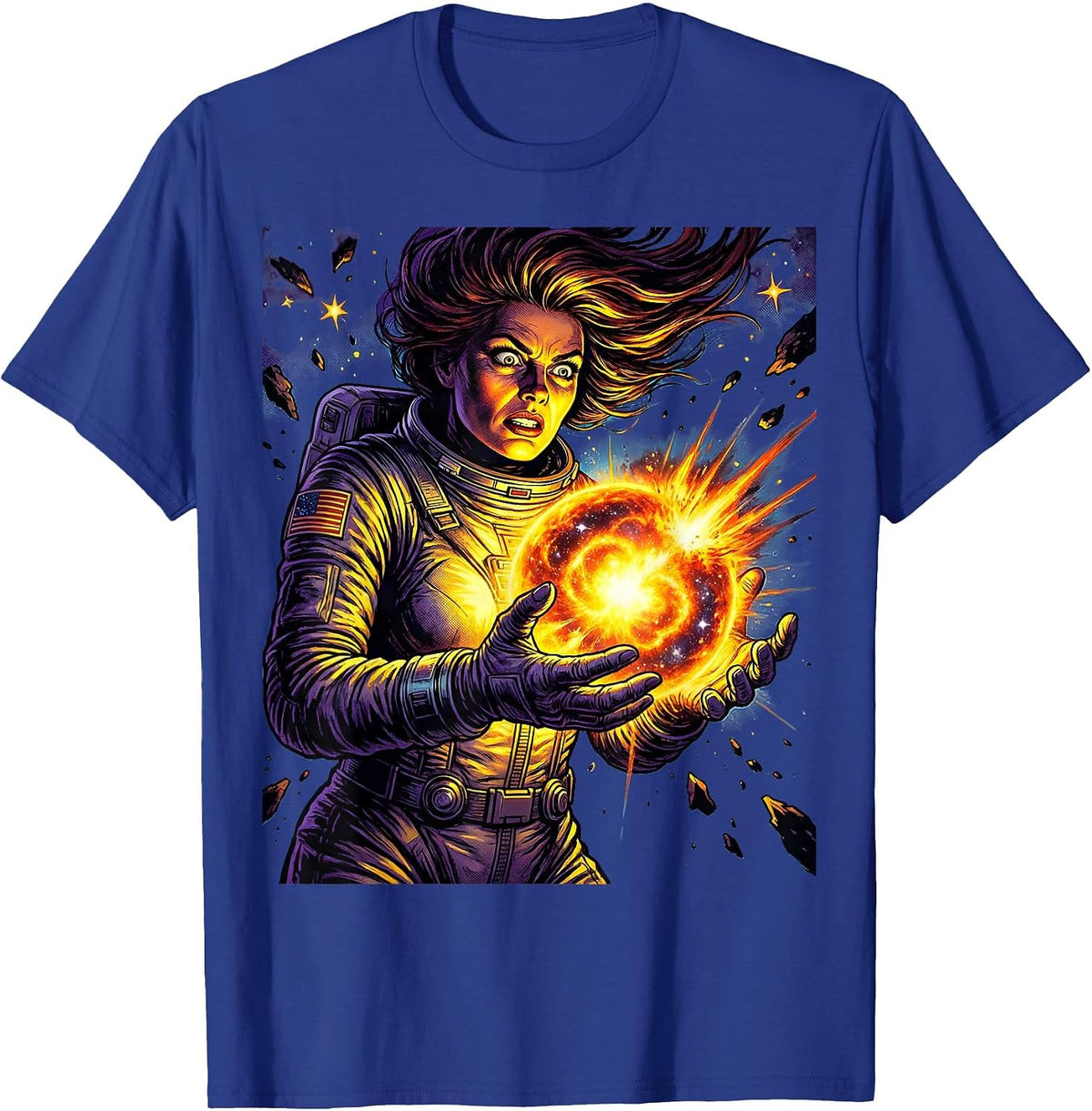 Men's Cosmic Embrace Supernova Illustration T-Shirt - Royal Blue