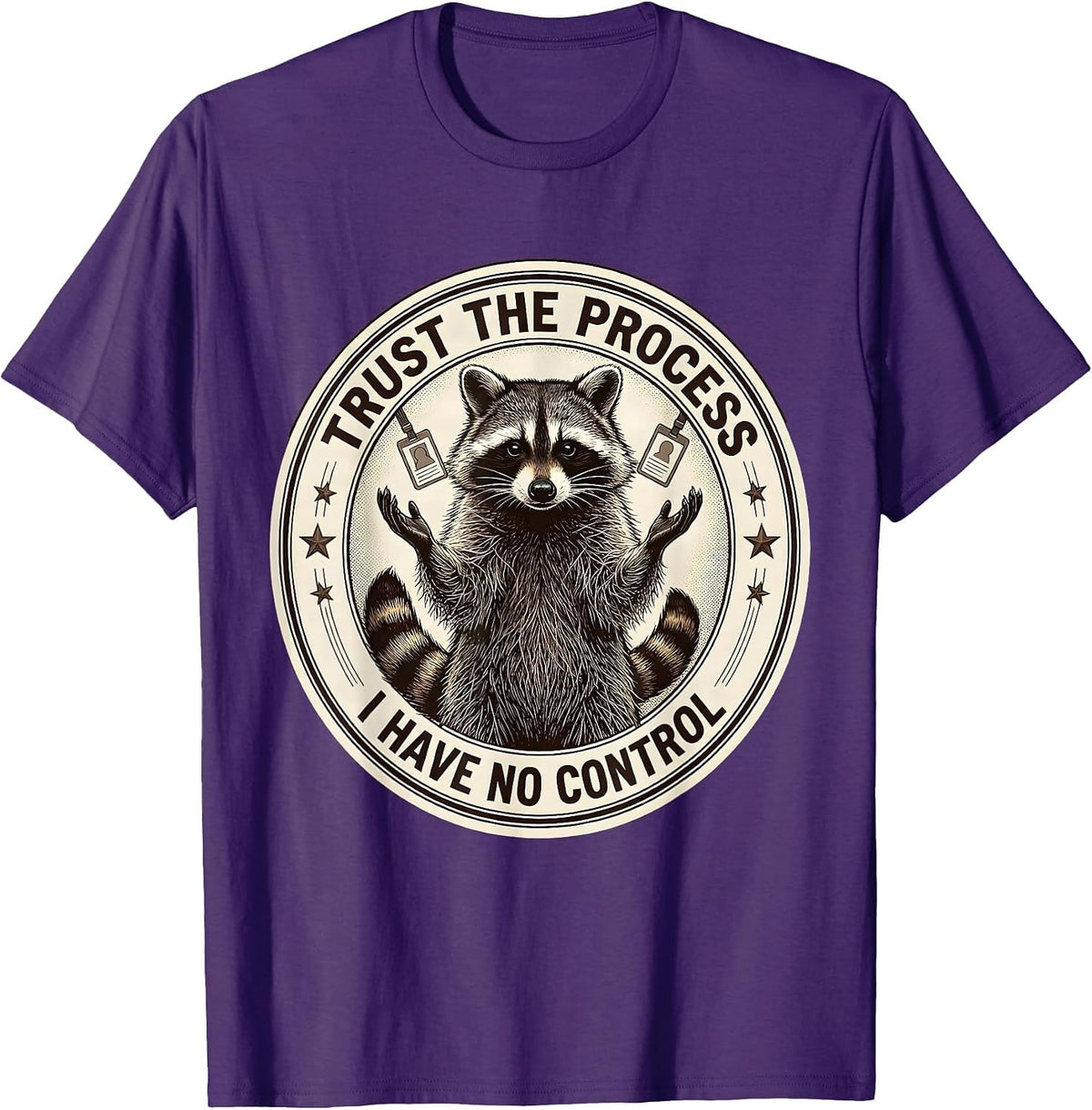 Trust The Process I Have No Control Funny Raccoon Sarcastic T-Shirt - Purple