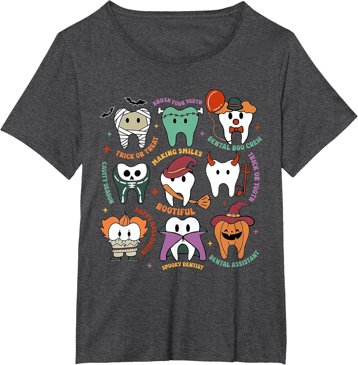 Halloween Dental Boo Crew Dentist Costume Teeth Women Men T-Shirt - Dark Heather Grey