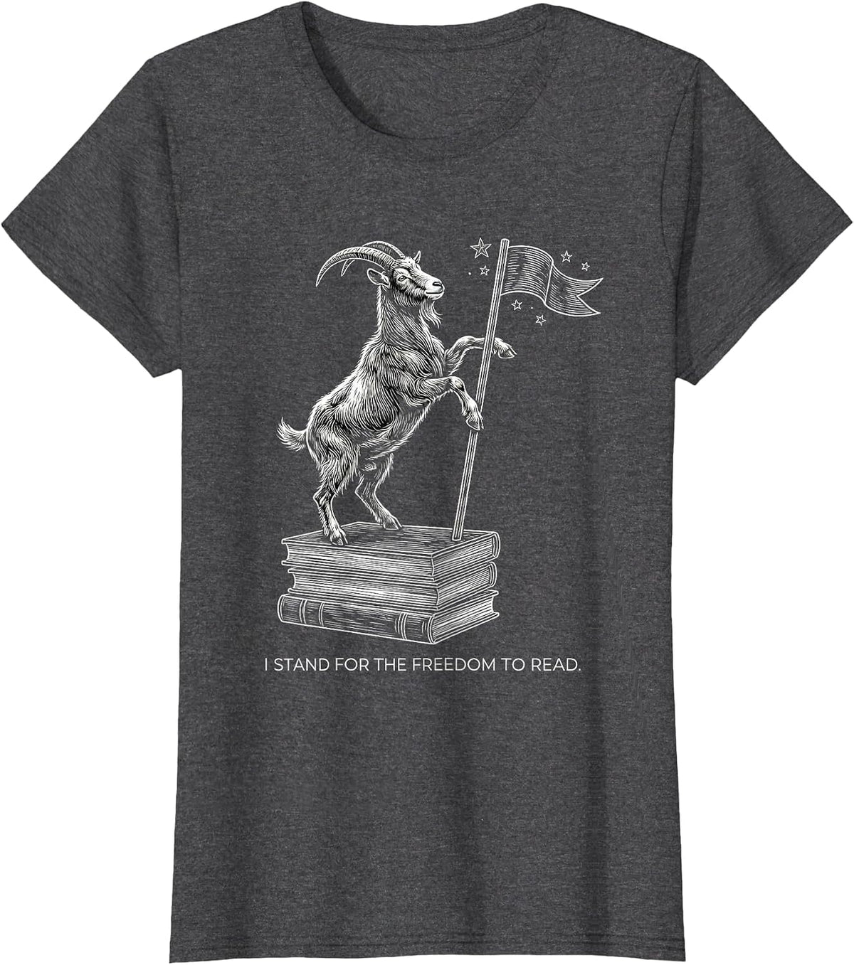 Women's I Stand For The Freedom To Read Funny Book Lover Pet Owner T-Shirt - Dark Heather Grey