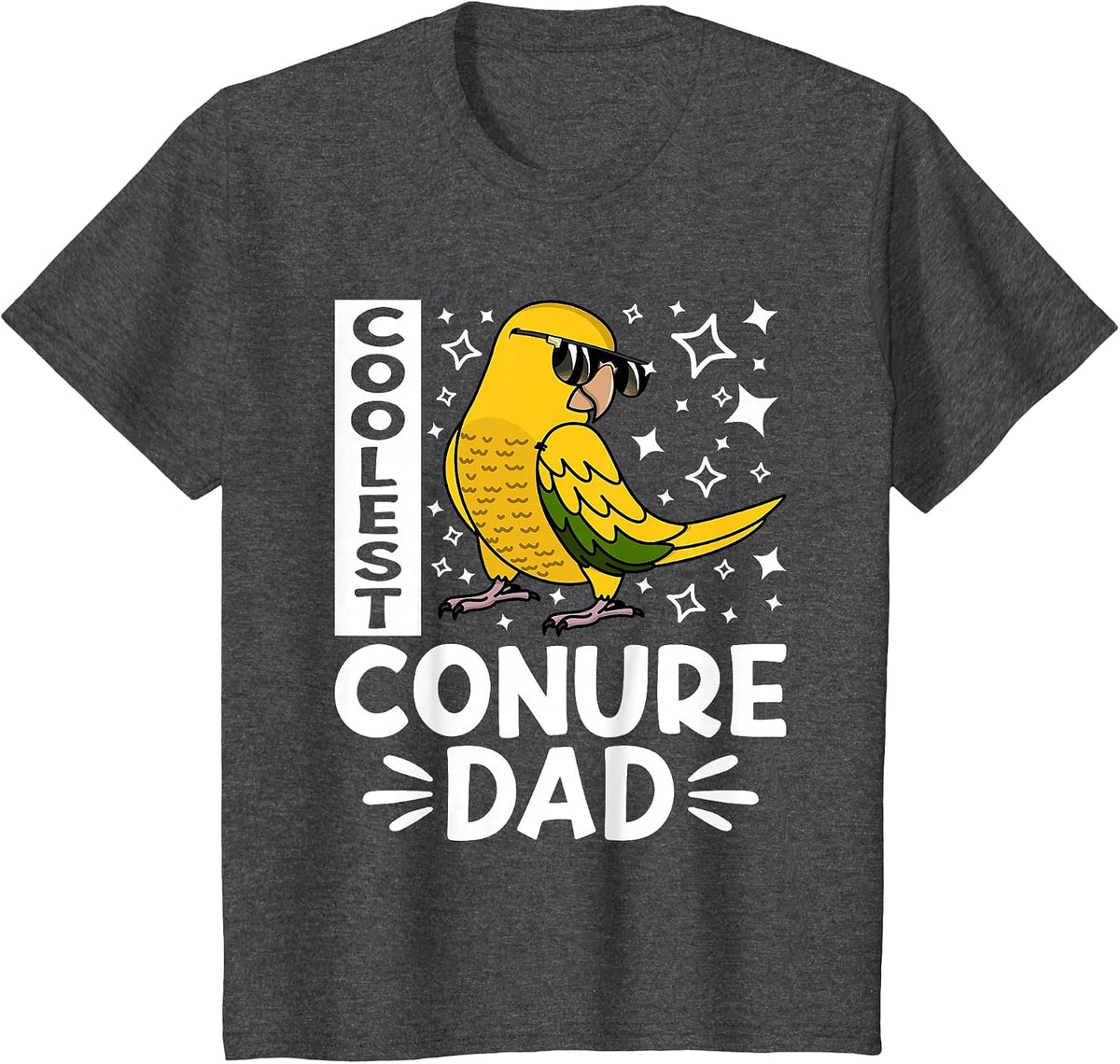 Coolest Conure Parrot Dad I Golden Conure T-Shirt - Dark Heather Grey