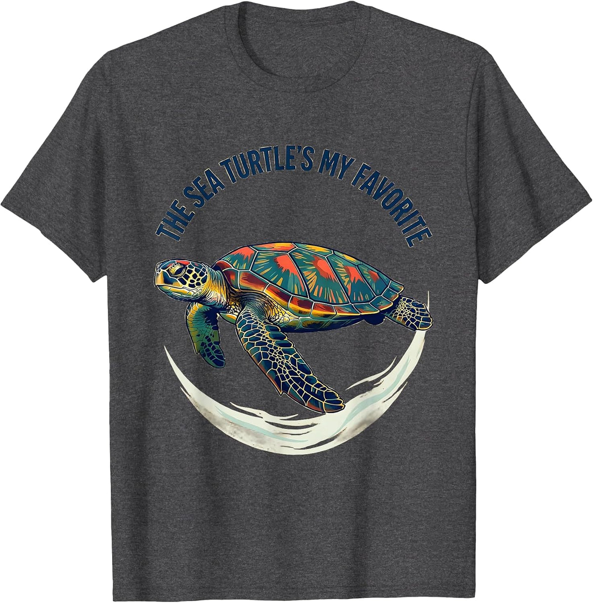 Men's The Sea Turtle's My Favorite Screenprint Sea Turtle Lover T-Shirt - Dark Heather Grey