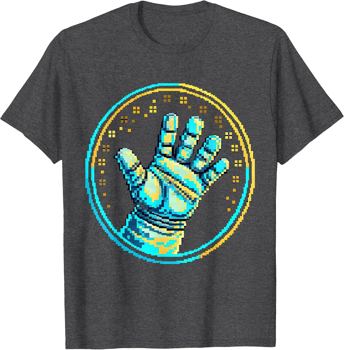 Spacesuit Glove Releasing Stars Cosmic Art T-Shirt - Dark Heather Grey