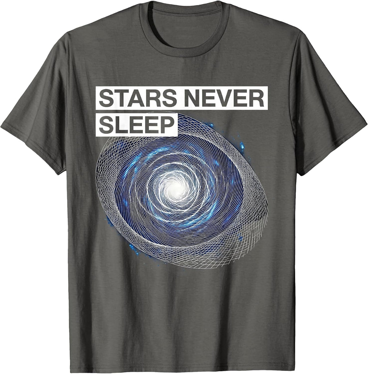 Men's Stars Never Sleep Galaxy Space Design T-Shirt - Asphalt Grey