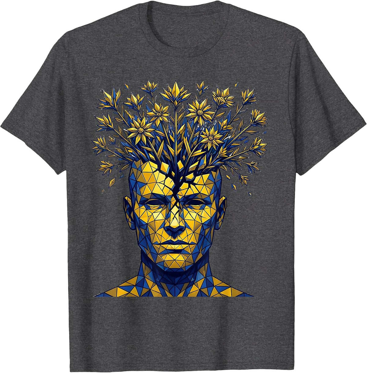 Dyslexia Wildflower Mind Blooming Brain Art T-Shirt - Dark Heather Grey