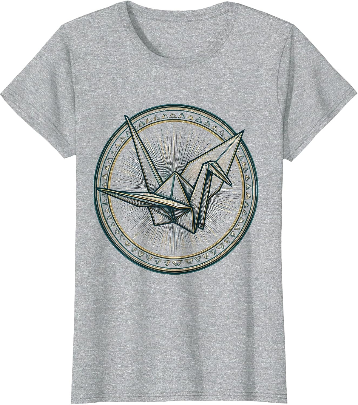 Autism Awareness Colorful Origami Crane Design T-Shirt - Heather Grey