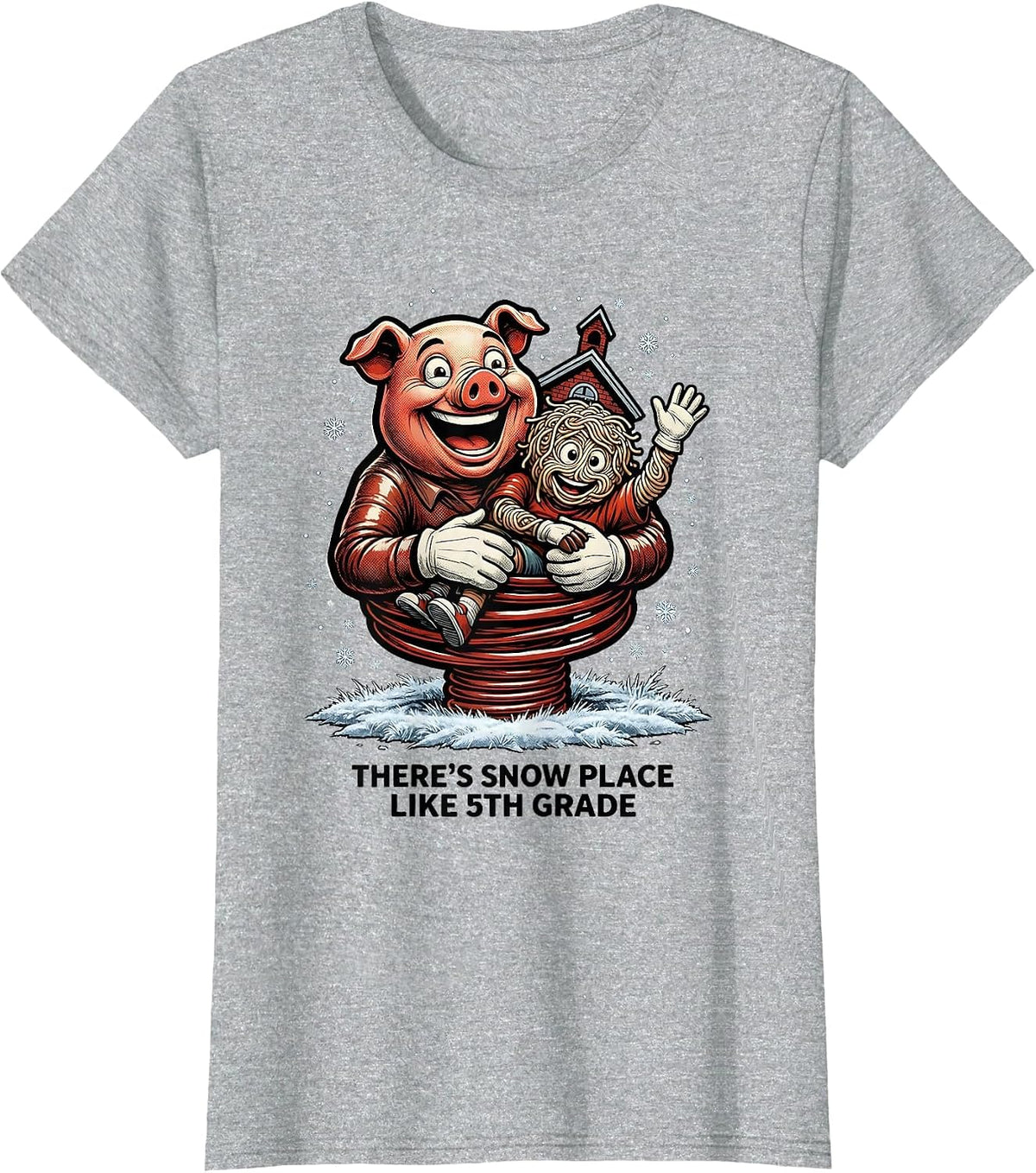 There's Snow Place Like 5th Grade Funny Teacher Christmas T-Shirt - Heather Grey