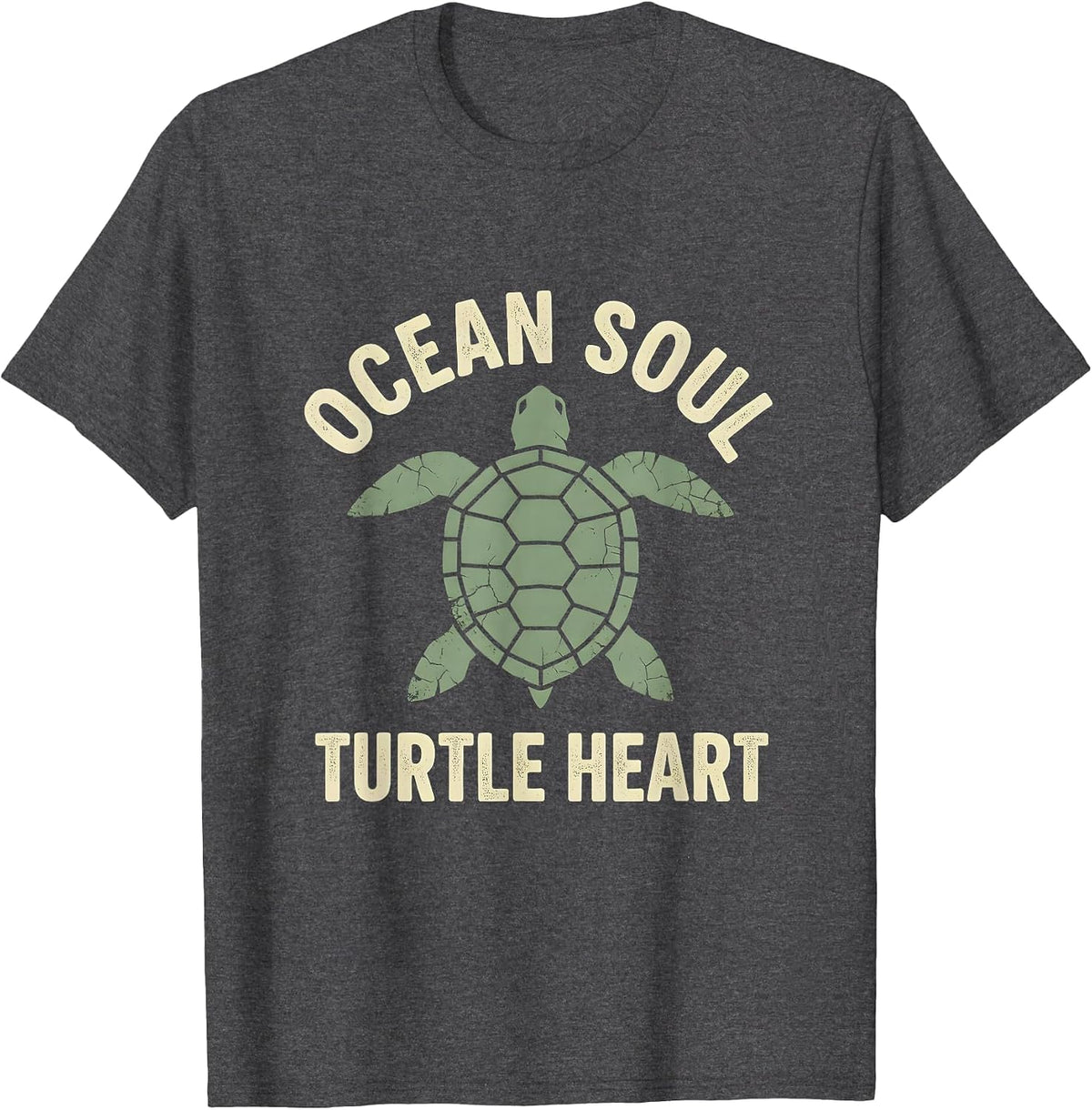 Ocean Soul Turtle Heart Nature Lover Design T-Shirt - Dark Heather Grey