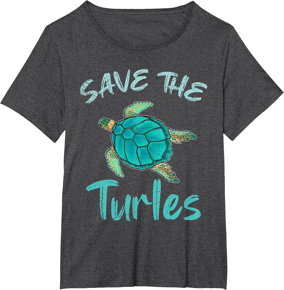 Save the Turtles Animal Protection Ocean Animal Turtle T-Shirt - Dark Heather Grey
