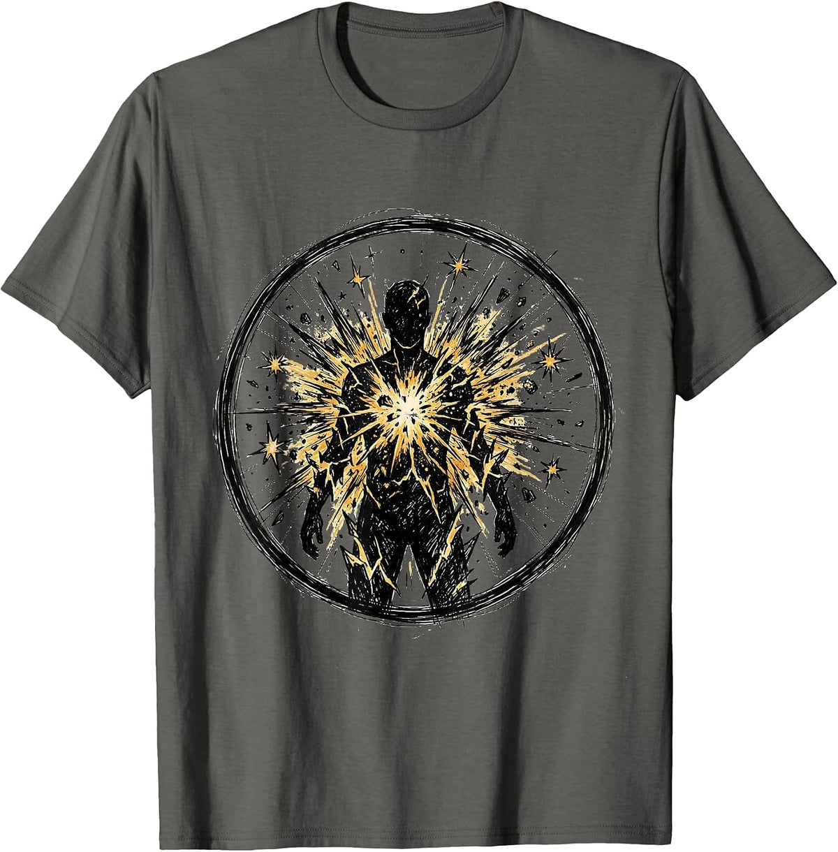 Autism Supernova Human Silhouette Graphic T-Shirt - Asphalt Grey