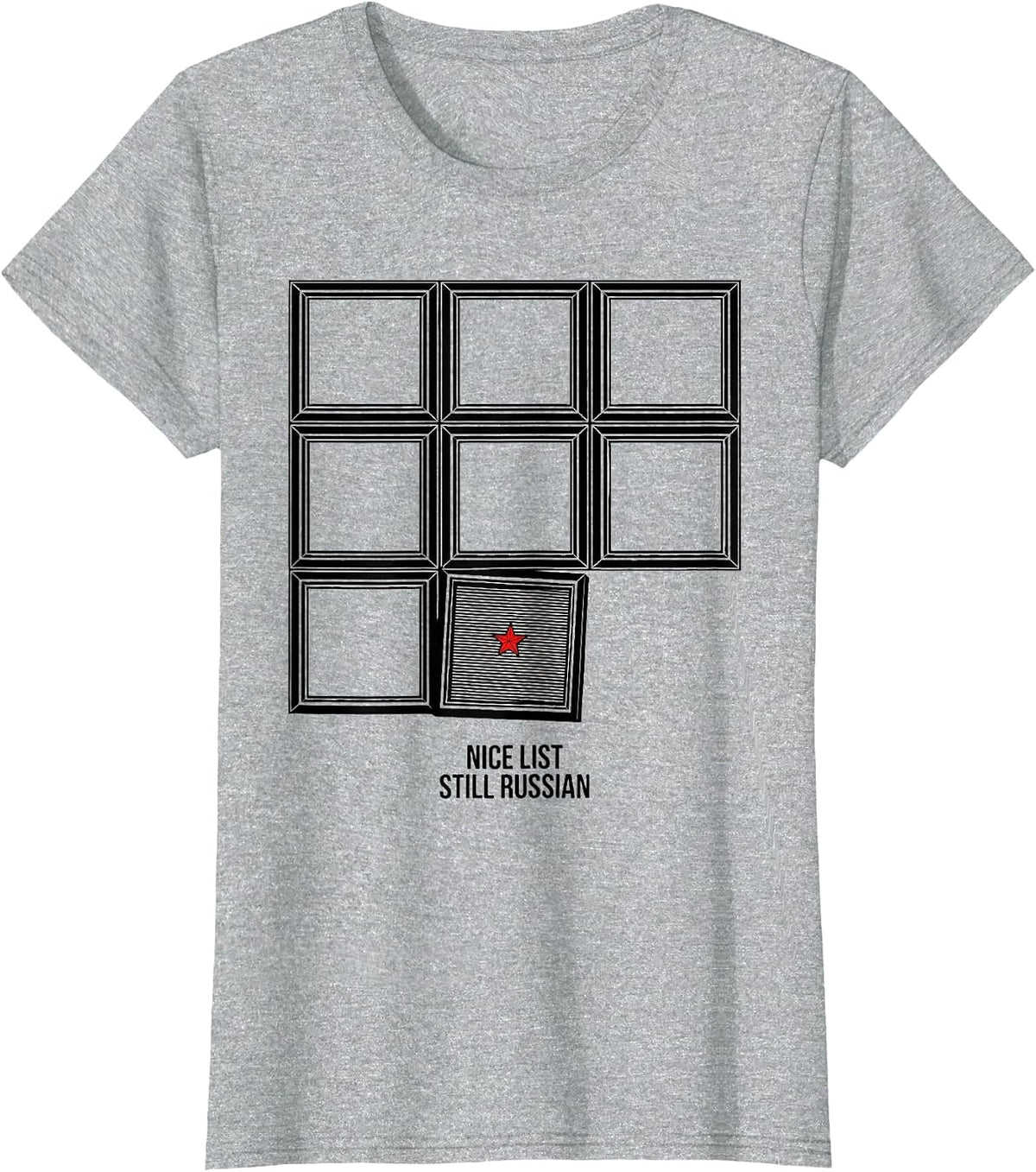 Nice List, Still Russian Funny Russian Heritage Christmas T-Shirt - Heather Grey