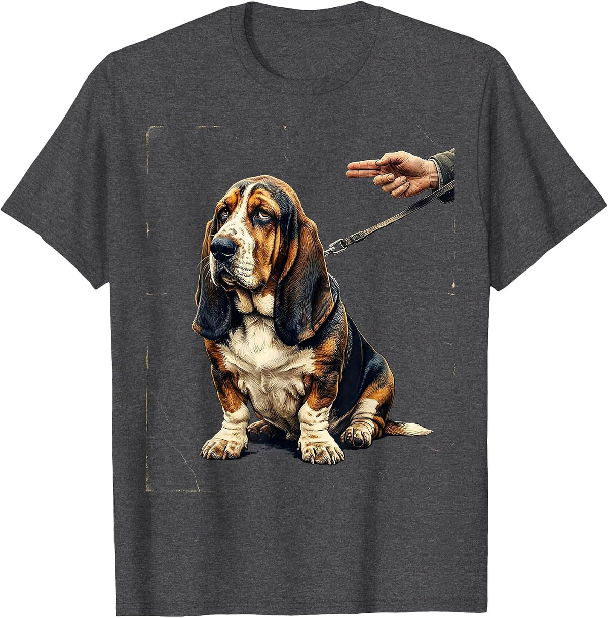 Basset Hound Distressed Funny Dog Lover Gift T-Shirt - Dark Heather Grey