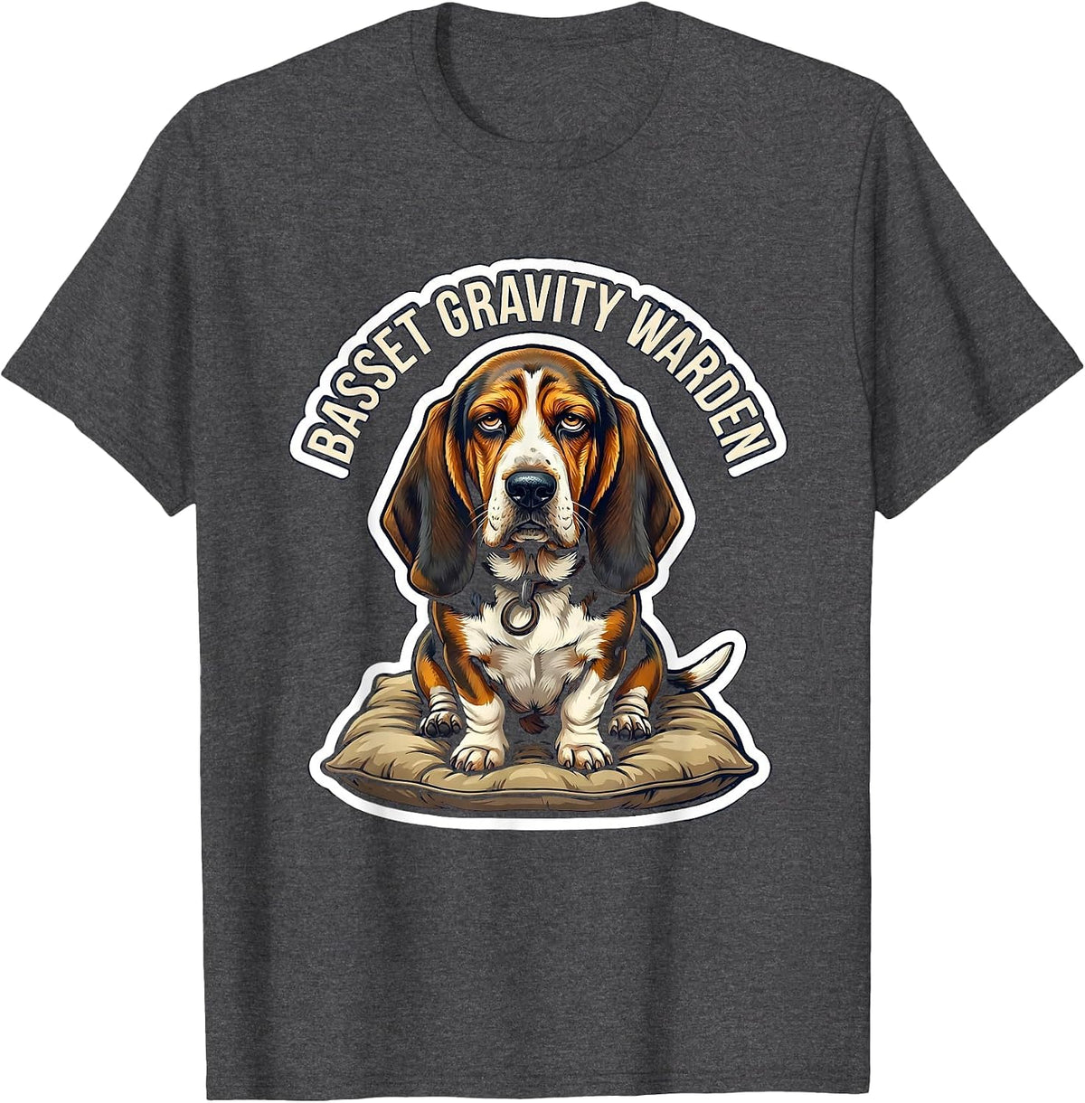 Men's Basset Gravity Warden Funny Basset Hound Owner Dog Mom Gift T-Shirt - Dark Heather Grey