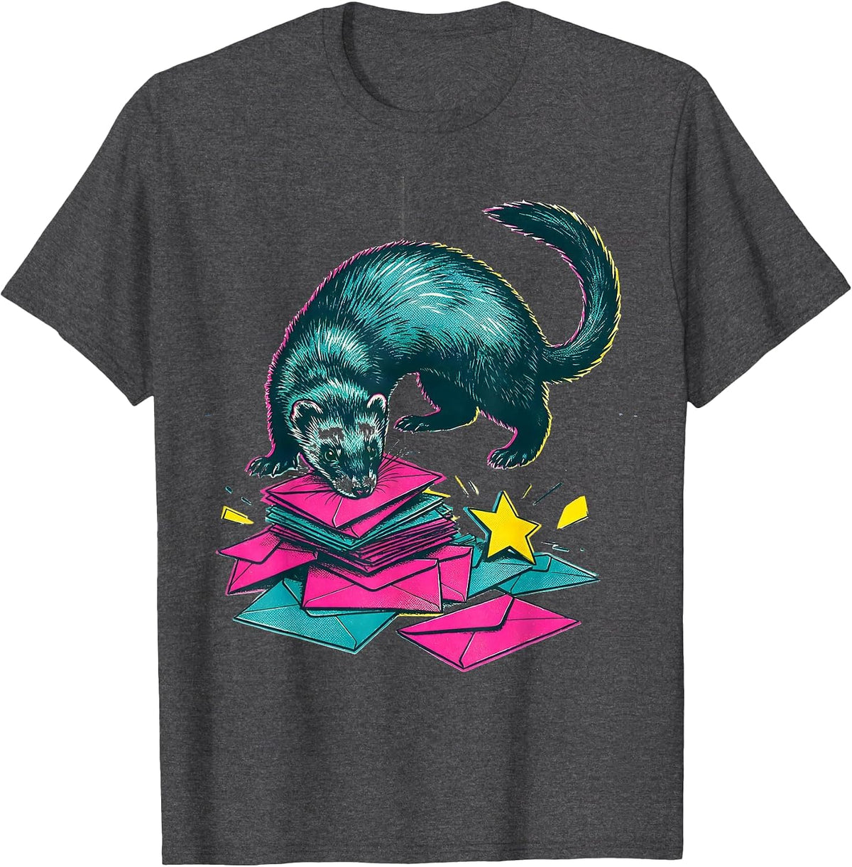 Men's Ferret Burrow Chaos Holiday Humor Gift T-Shirt - Dark Heather Grey