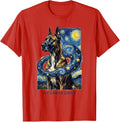 Men's My Great Dane Van Gogh Style Starry Night Dog Breed Portrait T-Shirt - Red