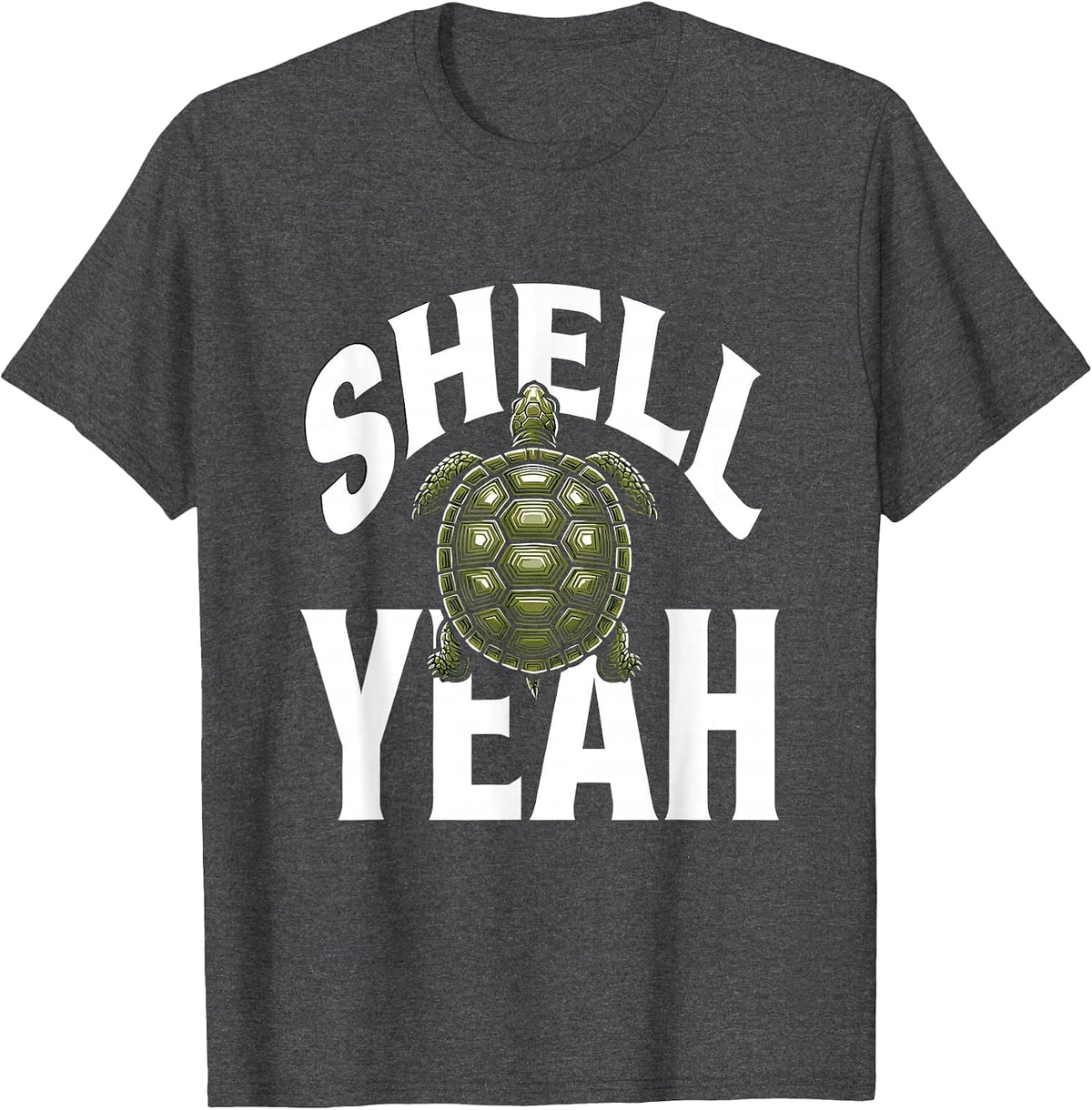 Shell Yeah Turtle Lover Graphic Design T-Shirt - Dark Heather Grey