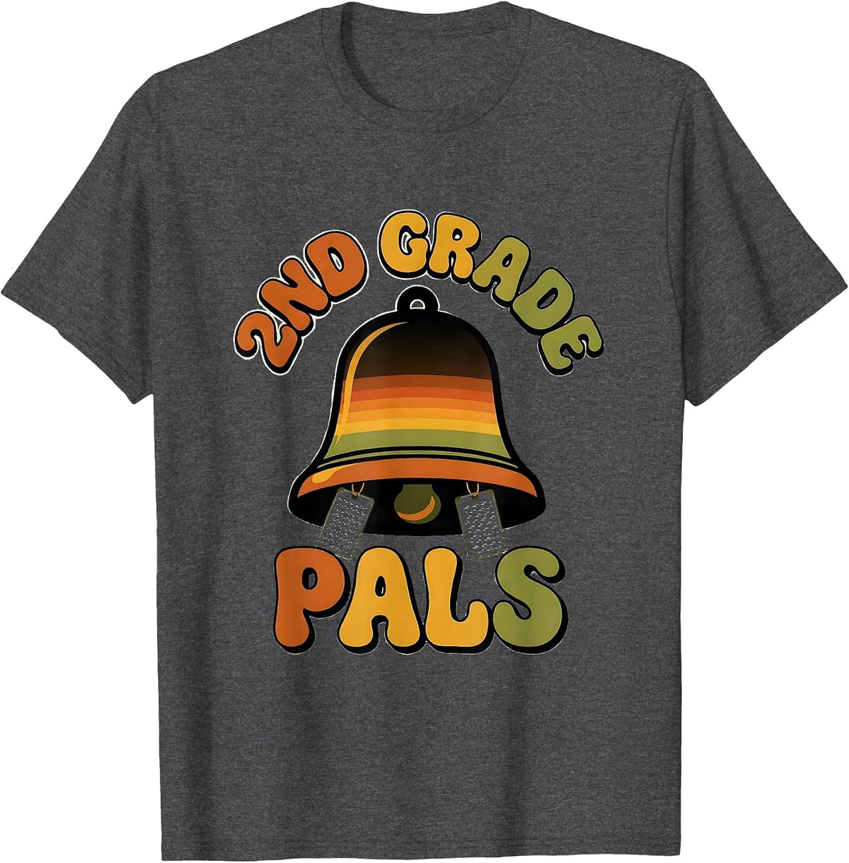 Men's 2nd Grade Pals Retro 70s Back to School Team Pride T-Shirt - Dark Heather Grey
