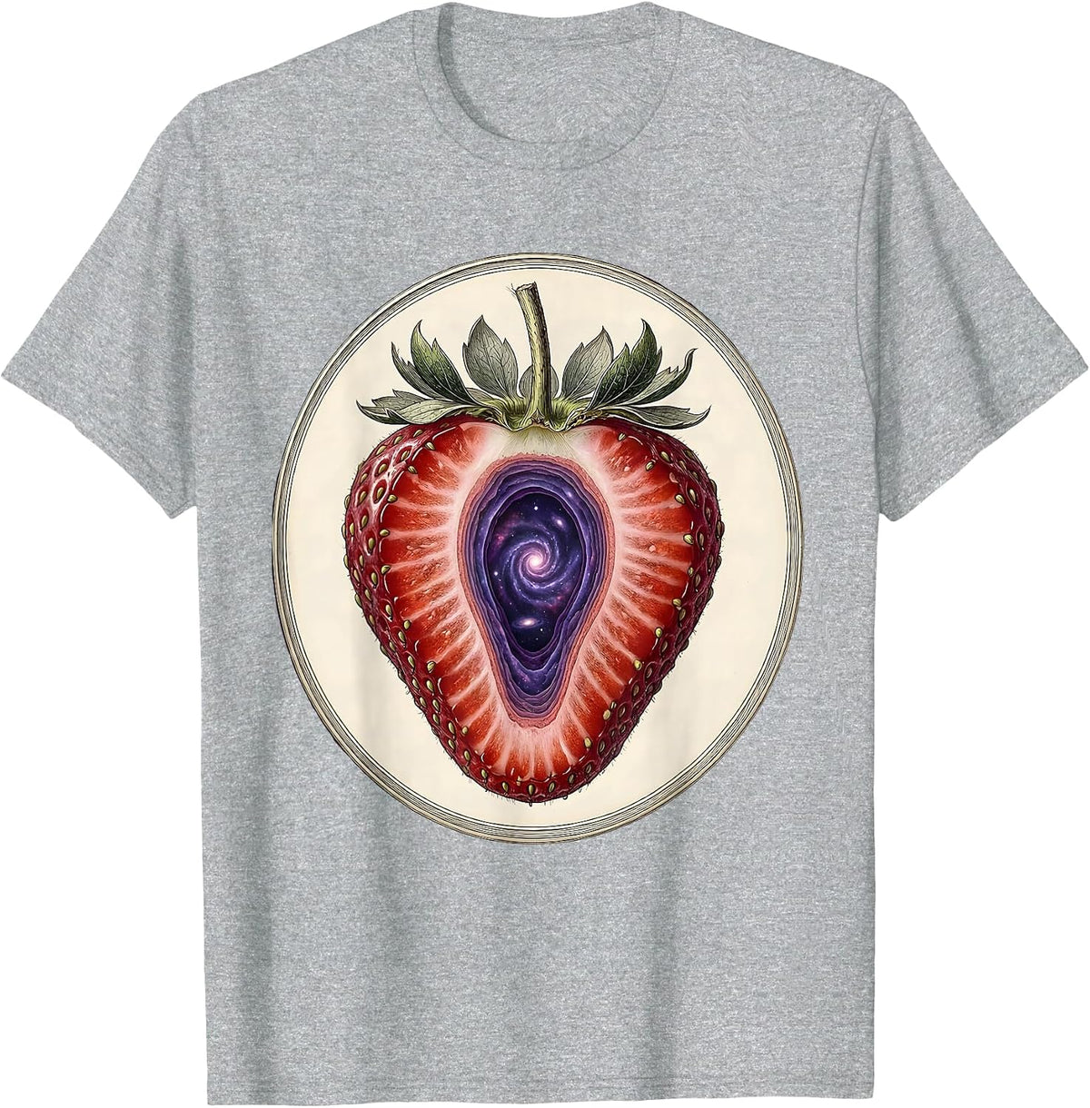 Men's Cosmic Strawberry Galaxy Slice Illustration T-Shirt - Heather Grey