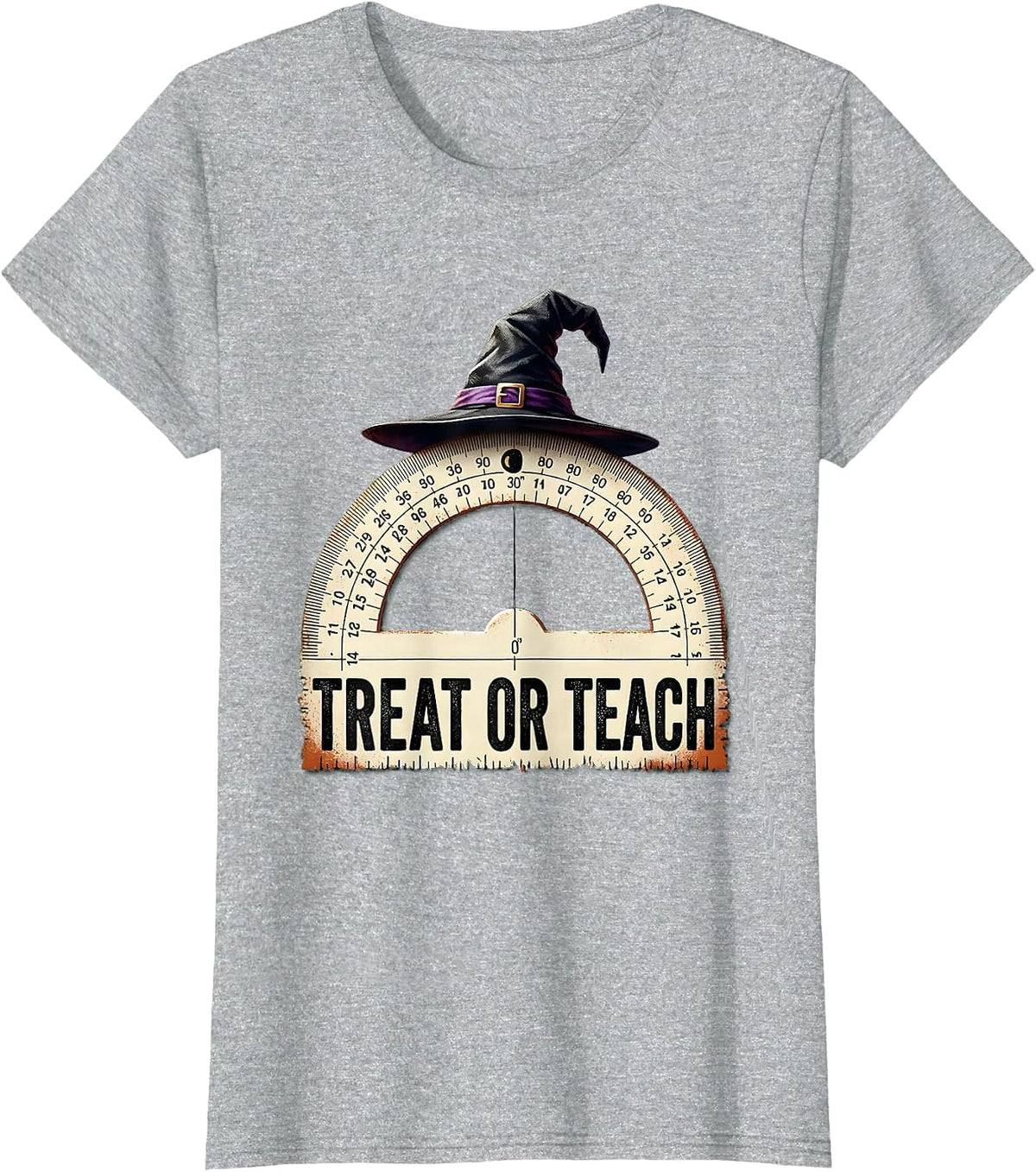Treat Or Teach Funny Teacher Halloween Costume Pun Humor T-Shirt - Heather Grey