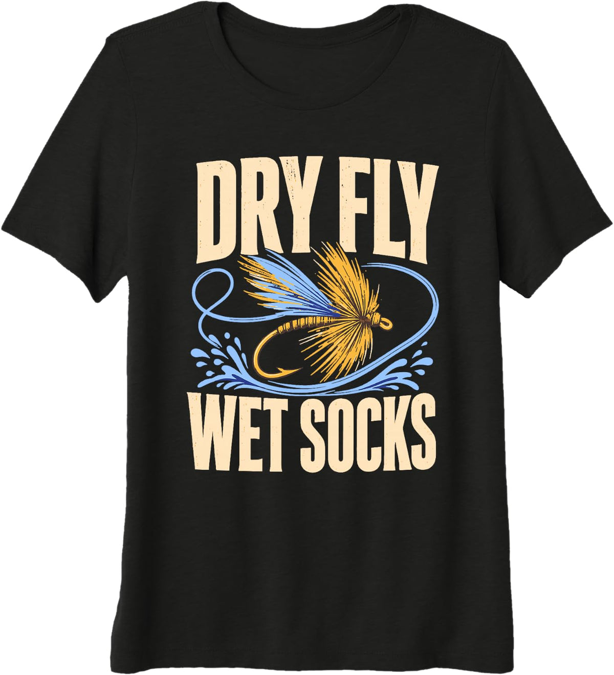Dry Fly Wet Socks Fly Fishing Angler Premium Tri-blend T-Shirt - Black