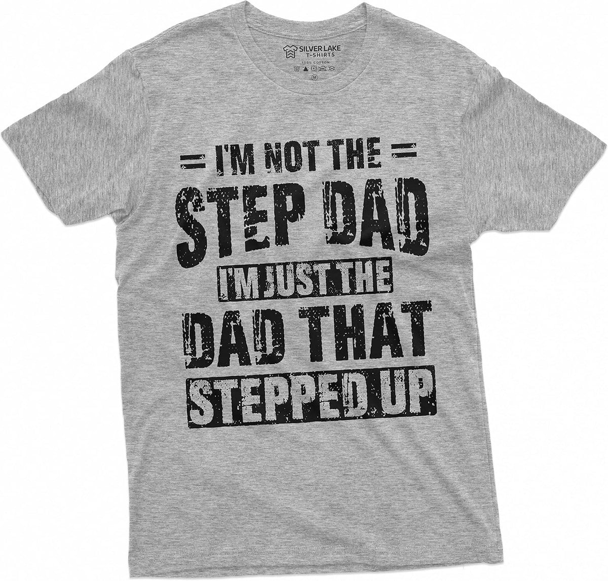 Men's Step-Dad That Stepped Up T-Shirt for Him Bonus Dad Step Father Unique Present Ideas Tee - Gray