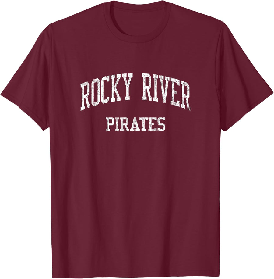 Rocky River High School HS Rocky River OH Vintage Sports T-Shirt - Burgundy